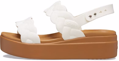 (Women) Crocs Brooklyn Woven Wedge Sandals 'White Brown' 209977-0WV (Women) Crocs Brooklyn Woven Wedge Sandals 'White Brown' 209977-0WV