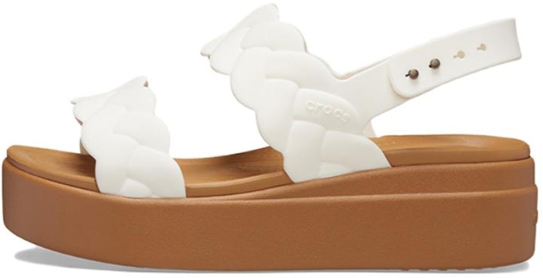 (Women) Crocs Brooklyn Woven Wedge Sandals 'White Brown' 209977-0WV Buy (Women) Crocs Brooklyn Woven Wedge Sandals 'White Brown' 209977-0WV