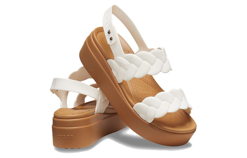 Lookbook Crocs卡樂駝 悠閒舒適 一字帶涼鞋 4.5cm 女款 白色