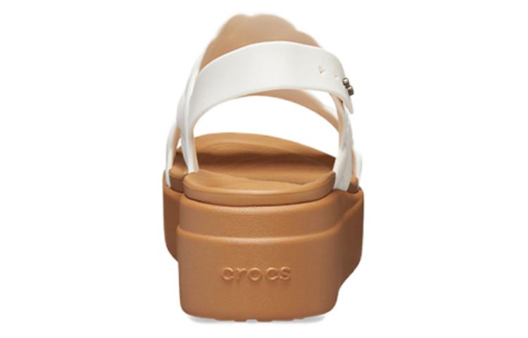 Shop Crocs卡樂駝 悠閒舒適 一字帶涼鞋 4.5cm 女款 白色