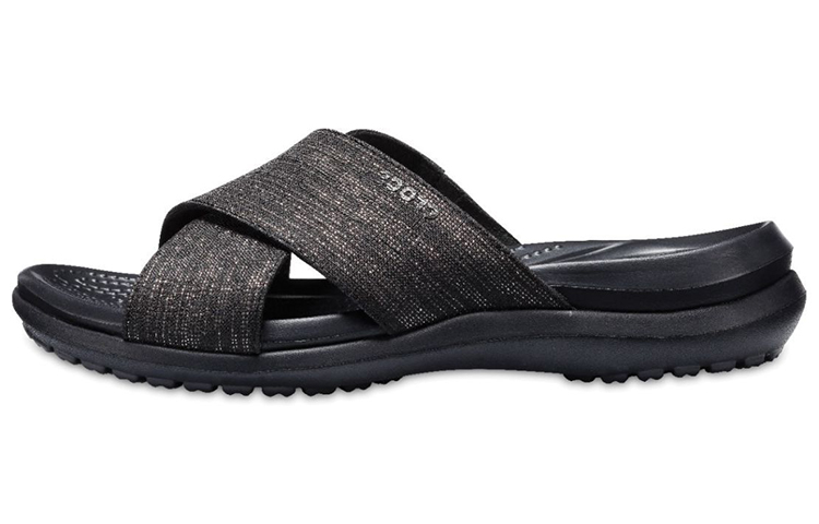(Women) Crocs Capri Shimmer 'Black Sporty Slip-Resistant Slide' 204908-060