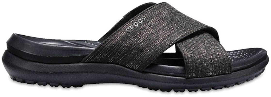 (Women) Crocs Capri Shimmer 'Black Sporty Slip-Resistant Slide' 204908-060 Order (Women) Crocs Capri Shimmer 'Black Sporty Slip-Resistant Slide' 204908-060