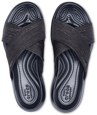 (Women) Crocs Capri Shimmer 'Black Sporty Slip-Resistant Slide' 204908-060 Purchase (Women) Crocs Capri Shimmer 'Black Sporty Slip-Resistant Slide' 204908-060