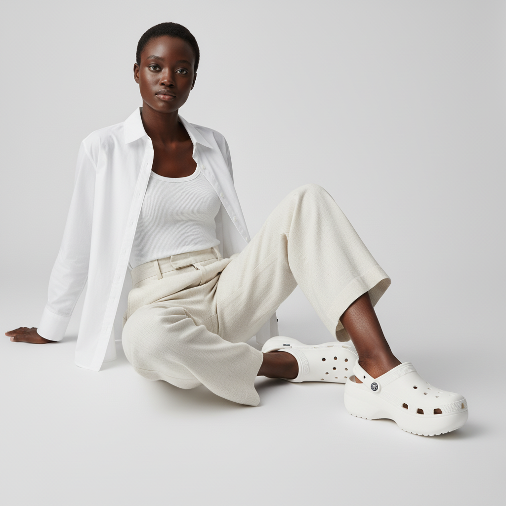 Order (W) Crocs Classic Clog Kasut Pantai Retro Putih. 206750-100