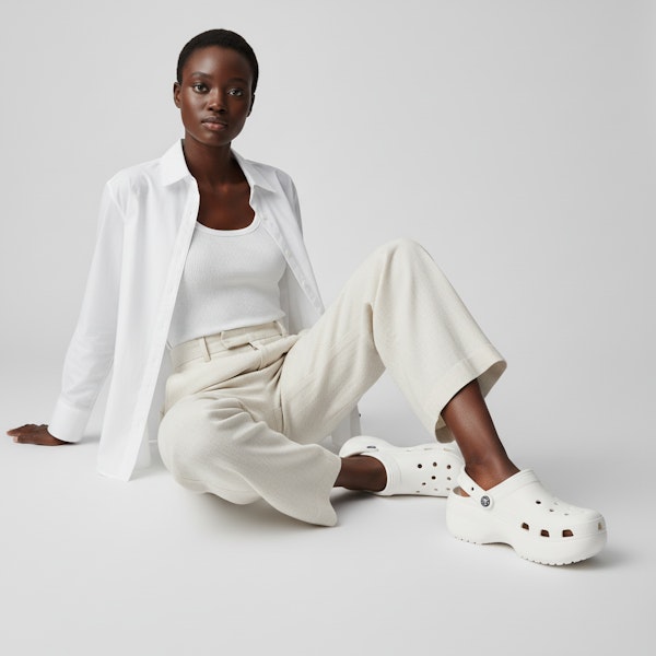 (W) Crocs Classic Clog Kasut Pantai Retro Putih. 206750-100 Order (W) Crocs Classic Clog Kasut Pantai Retro Putih. 206750-100