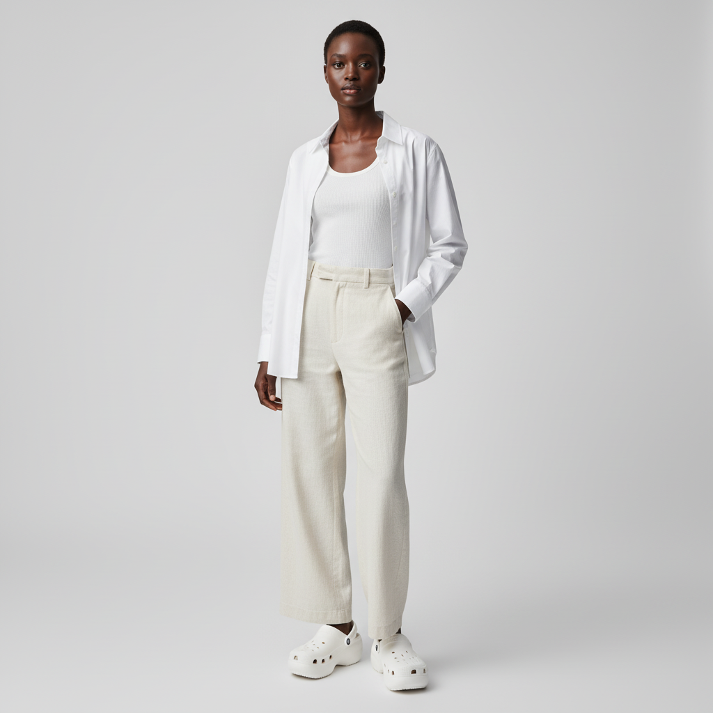 Lookbook (W) Crocs Classic Clog Kasut Pantai Retro Putih. 206750-100