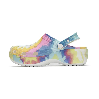 (W) Crocs Classic clog clouds Tie Dye Printing Lightweight Cozy Sports Sandals Pink Blue