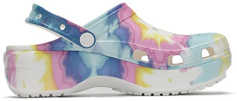 (W) 女性用クロックスクラシッククロッグ、タイダイ柄、軽量、快適なサンダル、ピンクブルー。 207151-94S Order (W) 女性用クロックスクラシッククロッグ、タイダイ柄、軽量、快適なサンダル、ピンクブルー。 207151-94S