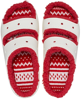 (W) Sandalias Crocs Classic Cozzzy Holiday Sweater 'Blanco Rojo'. 209227-90H Shop (W) Sandalias Crocs Classic Cozzzy Holiday Sweater 'Blanco Rojo'. 209227-90H