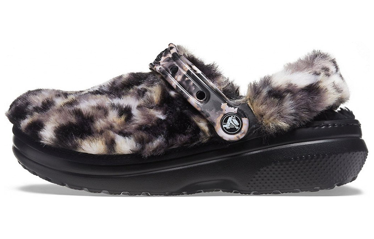 (Women) Crocs Classic Fur Sure 'Lined Animal Oreo' 207303-0C4