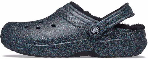 (Women) Crocs Classic Glitter Black Lined Clogs 'Starry Skies' 205842-9BD (Women) Crocs Classic Glitter Black Lined Clogs 'Starry Skies' 205842-9BD