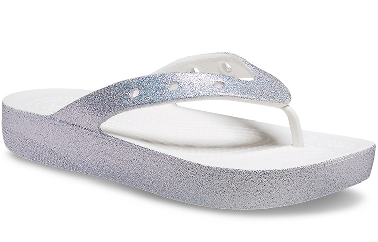 Lookbook (Women) Crocs Classic Glitter Flip 'White' 207830-100