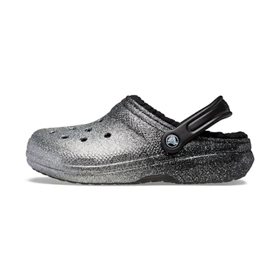 Crocs Classic Glitter Lined Clogs 'Black Silver'