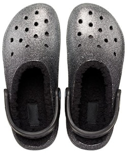 (W) クロックス クラシック グリッター裏地付きクロッグ (ブラック/シルバー) 205842-067 Shop (W) クロックス クラシック グリッター裏地付きクロッグ (ブラック/シルバー) 205842-067