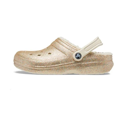 Crocs Classic Glitter Lined Clogs 'Gold White'