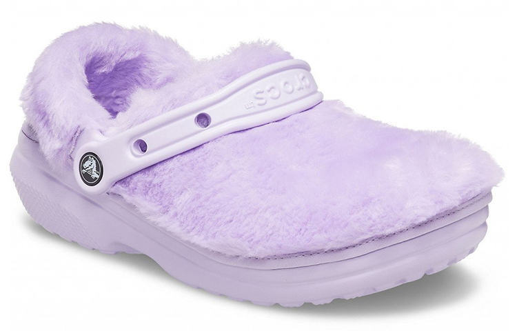 Lookbook Crocs卡駱驛 Classic 經典毛毛克羅格棉輕盈舒適運動拖鞋 女款 紫