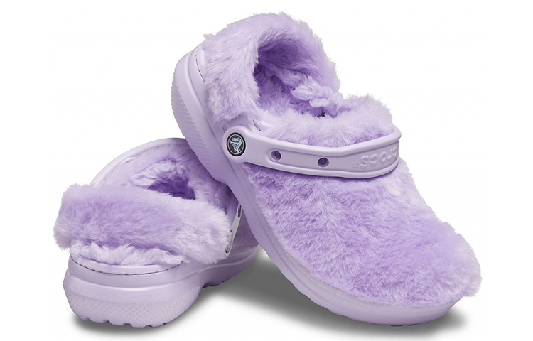 Shop Crocs卡駱驛 Classic 經典毛毛克羅格棉輕盈舒適運動拖鞋 女款 紫