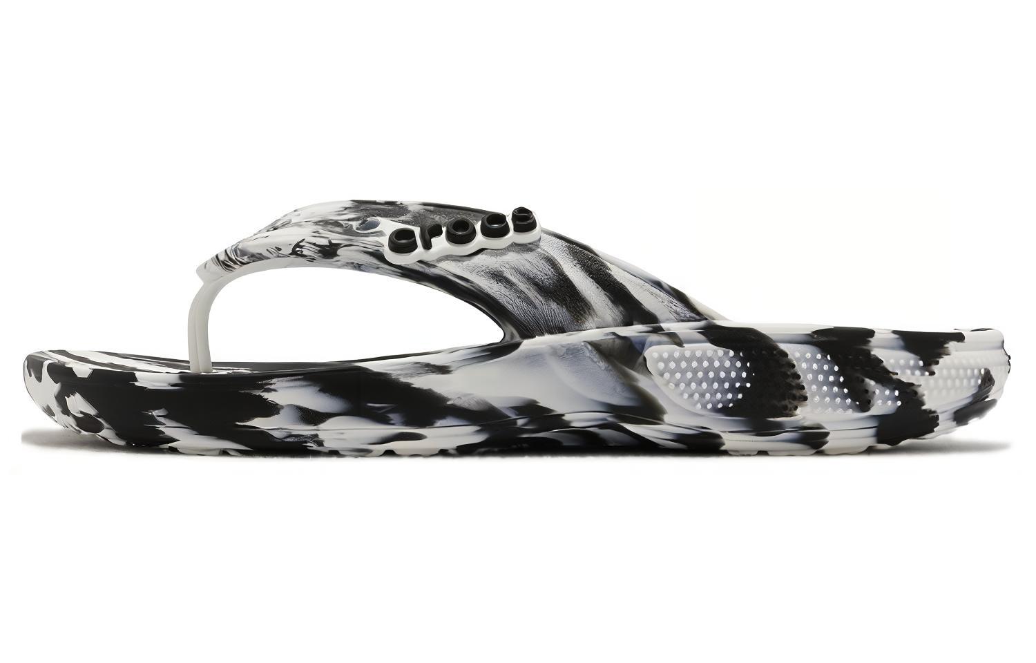 (Women) Crocs Classic Marbled Flip 'Black White' 207822-066