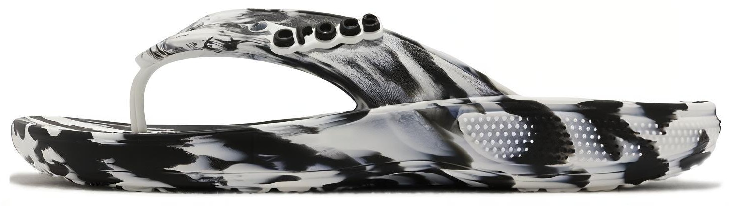 women-crocs-classic-marbled-flip-black-white-207822-066