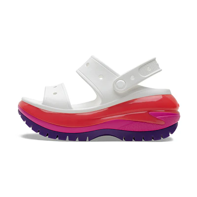 (W) Crocs Classic Mega Crush Sandal 'White Red Purple'