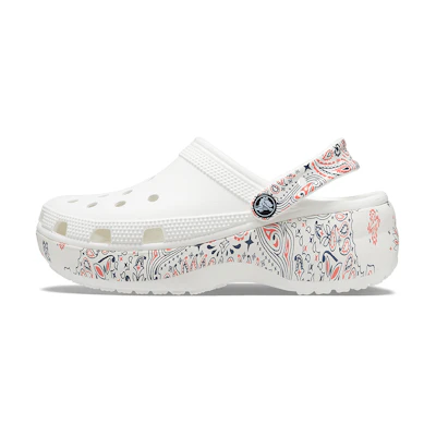 (W) Crocs Classic Platform Americana Paisley Clogs 'White'