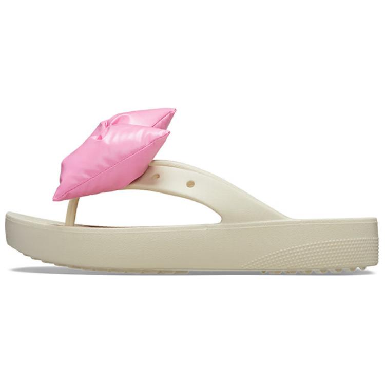 (Women) Crocs Classic Platform Bow Flip-Flops 'Beige Pink' 210182-2Y2
