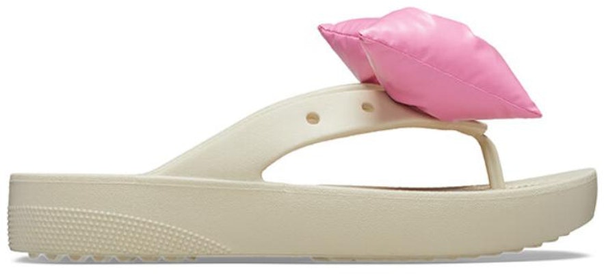 (Women) Crocs Classic Platform Bow Flip-Flops 'Beige Pink' 210182-2Y2 Order (Women) Crocs Classic Platform Bow Flip-Flops 'Beige Pink' 210182-2Y2