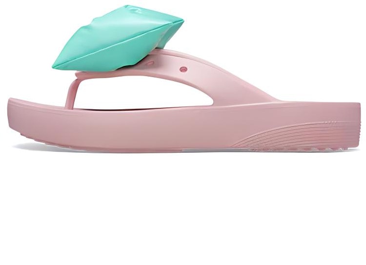 women-crocs-classic-platform-bow-flip-flops-pink-teal-210182-606