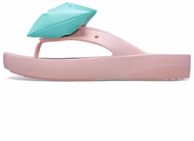(Women) Crocs Classic Platform Bow Flip Flops 'Pink Teal' 210182-606 (Women) Crocs Classic Platform Bow Flip Flops 'Pink Teal' 210182-606