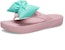 (W) Crocs Platform Classic Bow Flip Flops 'Pink Teal' 210182-606