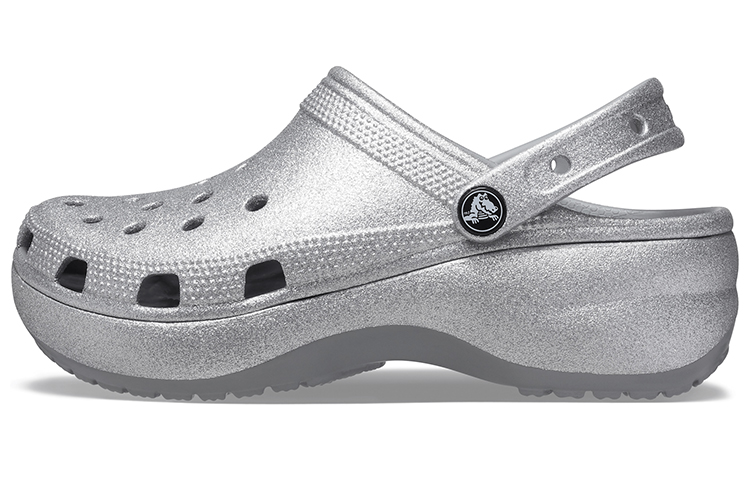 (Women) Crocs Classic Platform Glitter Clog 'Silver' 207241-040
