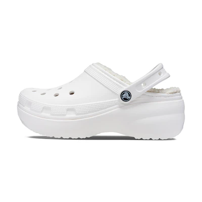 (W) Crocs Classic Platform Lined Clogs 'White'