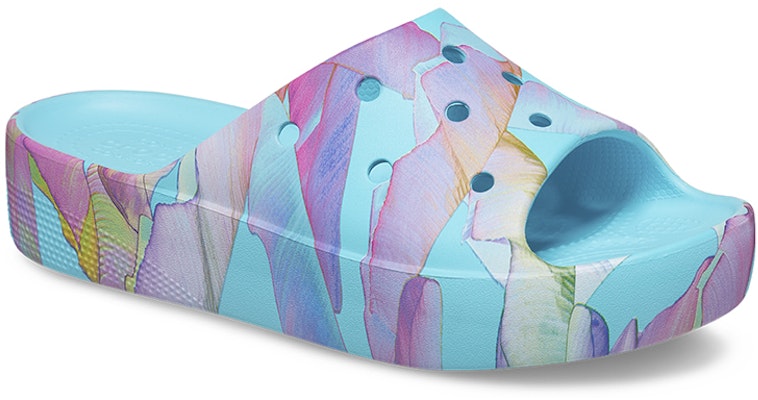 (Women) Crocs Classic Platform Palm Print Slide 'Blue Multi-Color' 208607-4NQ Lookbook (Women) Crocs Classic Platform Palm Print Slide 'Blue Multi-Color' 208607-4NQ