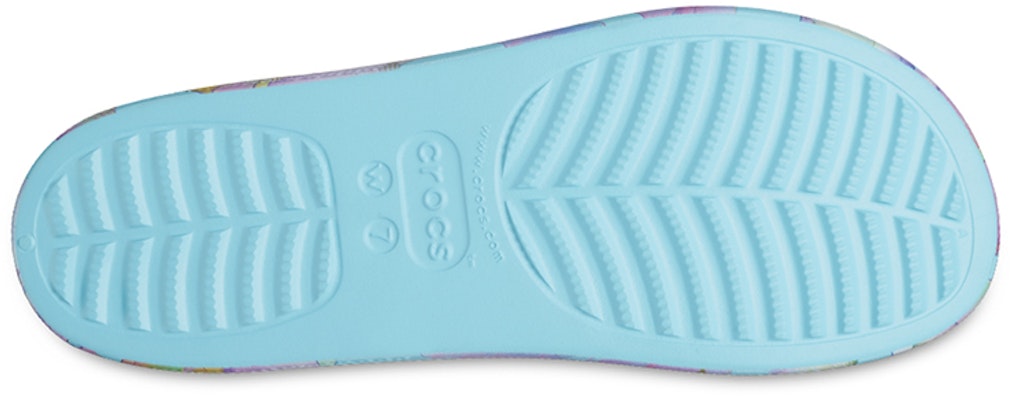 (Women) Crocs Classic Platform Palm Print Slide 'Blue Multi-Color' 208607-4NQ Details for (Women) Crocs Classic Platform Palm Print Slide 'Blue Multi-Color' 208607-4NQ