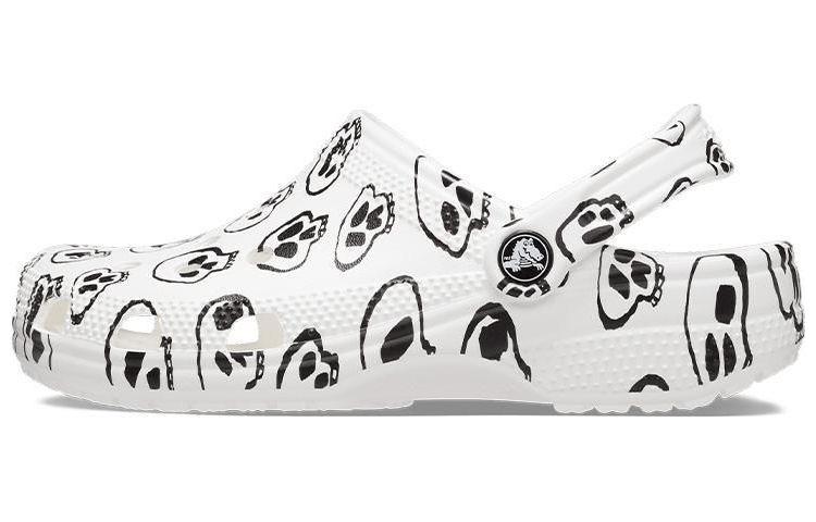 (W) Crocs Classic Skull Print Clogs 'White Black'