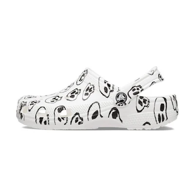 (W) Crocs Classic Skull Print Clogs 'White Black'