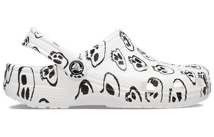(W) Crocs Classic Skull Print Clogs 'White Black' 圖 2