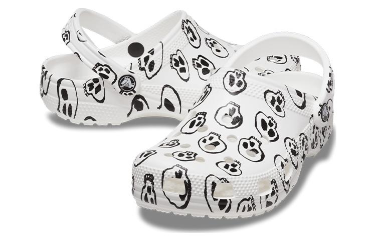 (W) Crocs Classic Skull Print Clogs 'White Black' 圖 4
