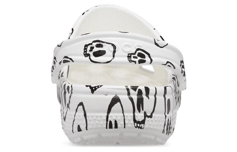 (W) Crocs Classic Skull Print Clogs 'White Black' 圖 6