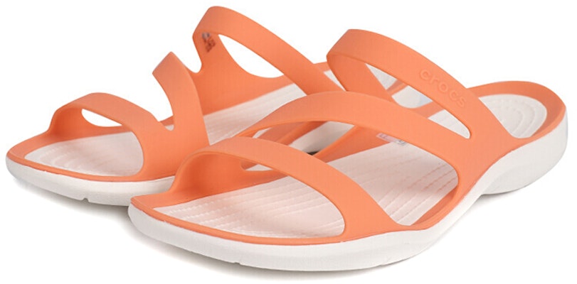 Crocs 卡駱馳 激浪拖鞋 女款 白橙色 Lookbook Crocs 卡駱馳 激浪拖鞋 女款 白橙色