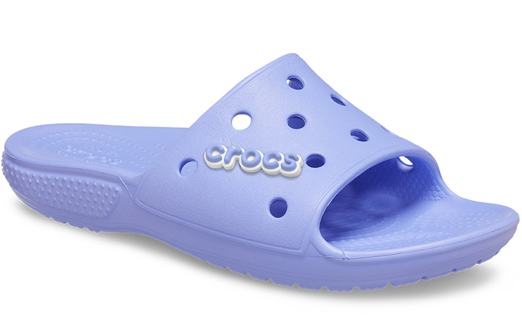 Lookbook Crocs卡駱馳 經典涼拖一字平底拖鞋 男女同款 水晶紫