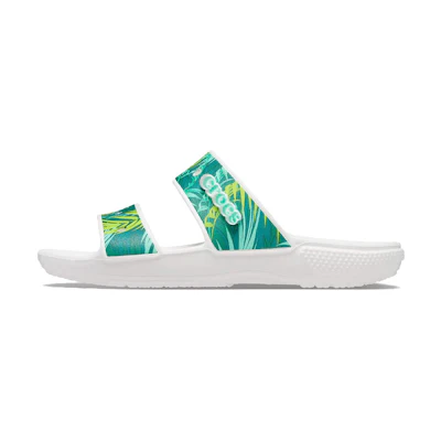 (W) Crocs Classic Tropical Outdoor Flat Heel Sports Slippers White Green