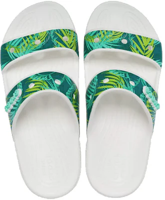 (W) Crocs Classique Tropicale Extérieur Mules Plates Vertes et Blanches. 207183-94S Lookbook (W) Crocs Classique Tropicale Extérieur Mules Plates Vertes et Blanches. 207183-94S