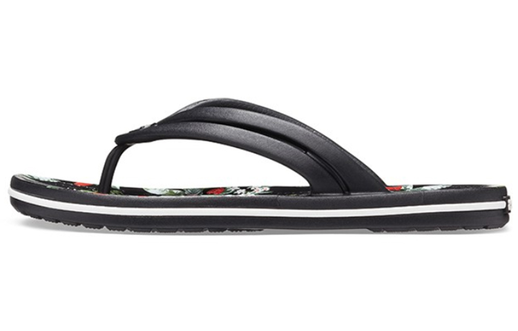 (Women) Crocs Crocband Flowers Flip-Flops Black 206101-0FF