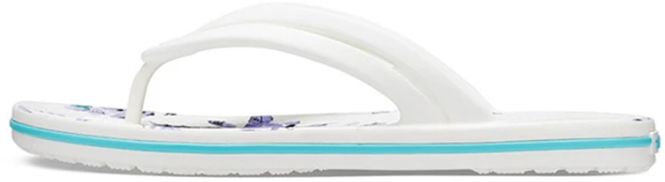 (Women) Crocs Crocband Flowers Flip-Flops White 206101-1C8 (Women) Crocs Crocband Flowers Flip-Flops White 206101-1C8