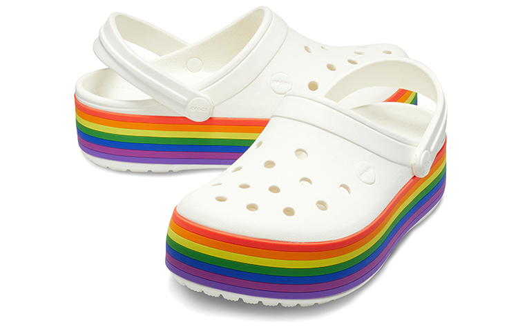 Shop (Women) Crocs Crocband Platform 'Rainbow' 205980-94S