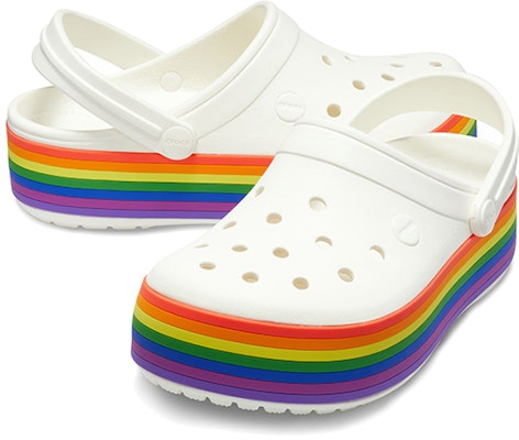 (Women) Crocs Crocband Platform 'Rainbow' 205980-94S Shop (Women) Crocs Crocband Platform 'Rainbow' 205980-94S