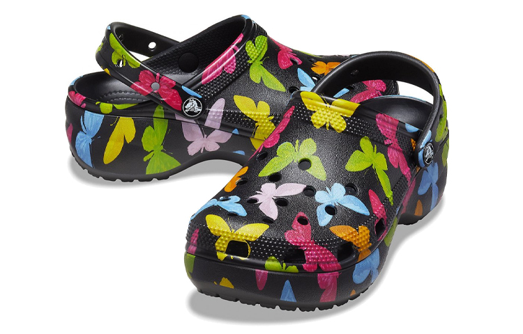 Shop (Women) Crocs Crocband Platform Clog 'Black Print' 207239-0ZK