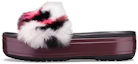 Buy (Women) Crocs Crocband Platform So Luxe Slide 'Burgundy Fluffy' 205926-096
