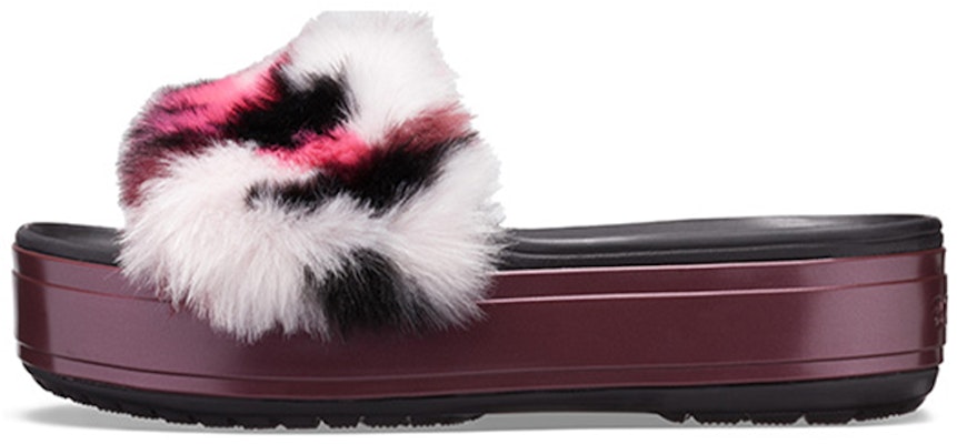 (Women) Crocs Crocband Platform So Luxe Slide 'Burgundy Fluffy' 205926-096 Buy (Women) Crocs Crocband Platform So Luxe Slide 'Burgundy Fluffy' 205926-096